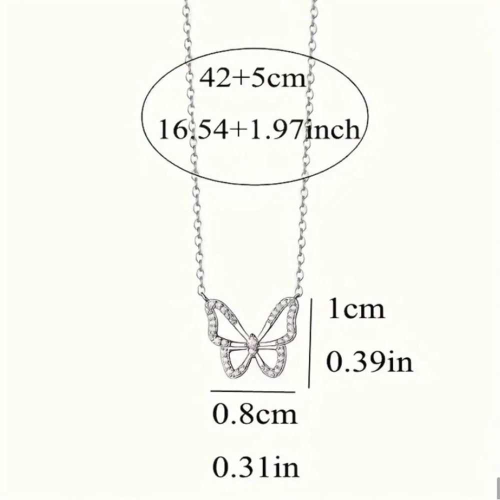 Minimalist Rhinestone Butterfly Pendant Necklace - Picture 4 of 4